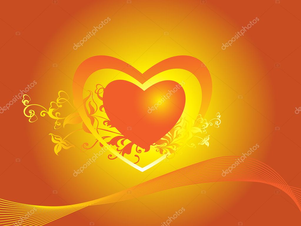 愛のテーマの壁紙,心臓,オレンジ,赤,黄,愛