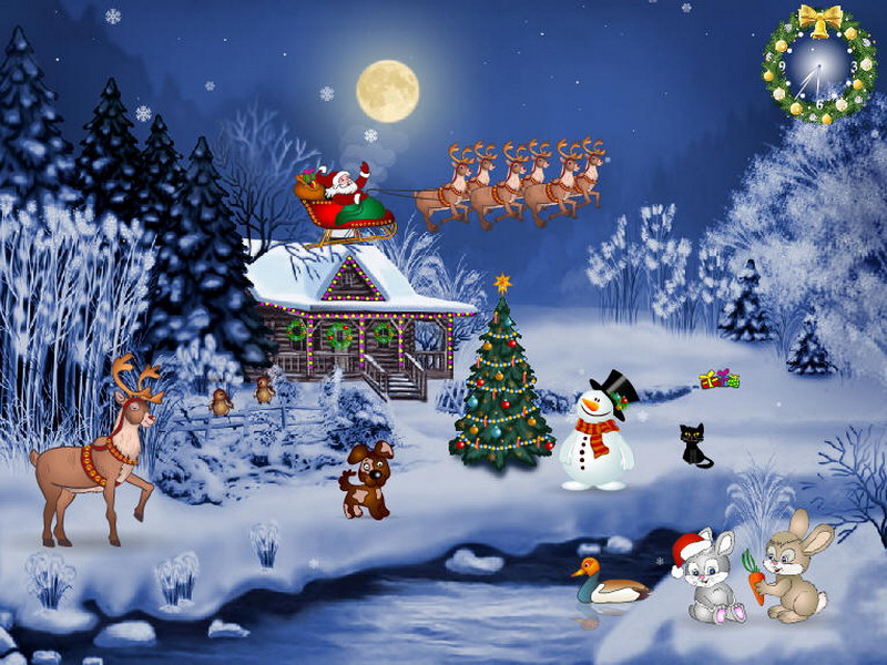 free christmas wallpapers and screensavers,christmas eve,christmas,winter,frost,animated cartoon