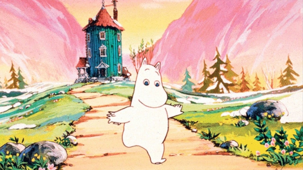 moomin wallpaper,animated cartoon,cartoon,illustration,watercolor paint,art