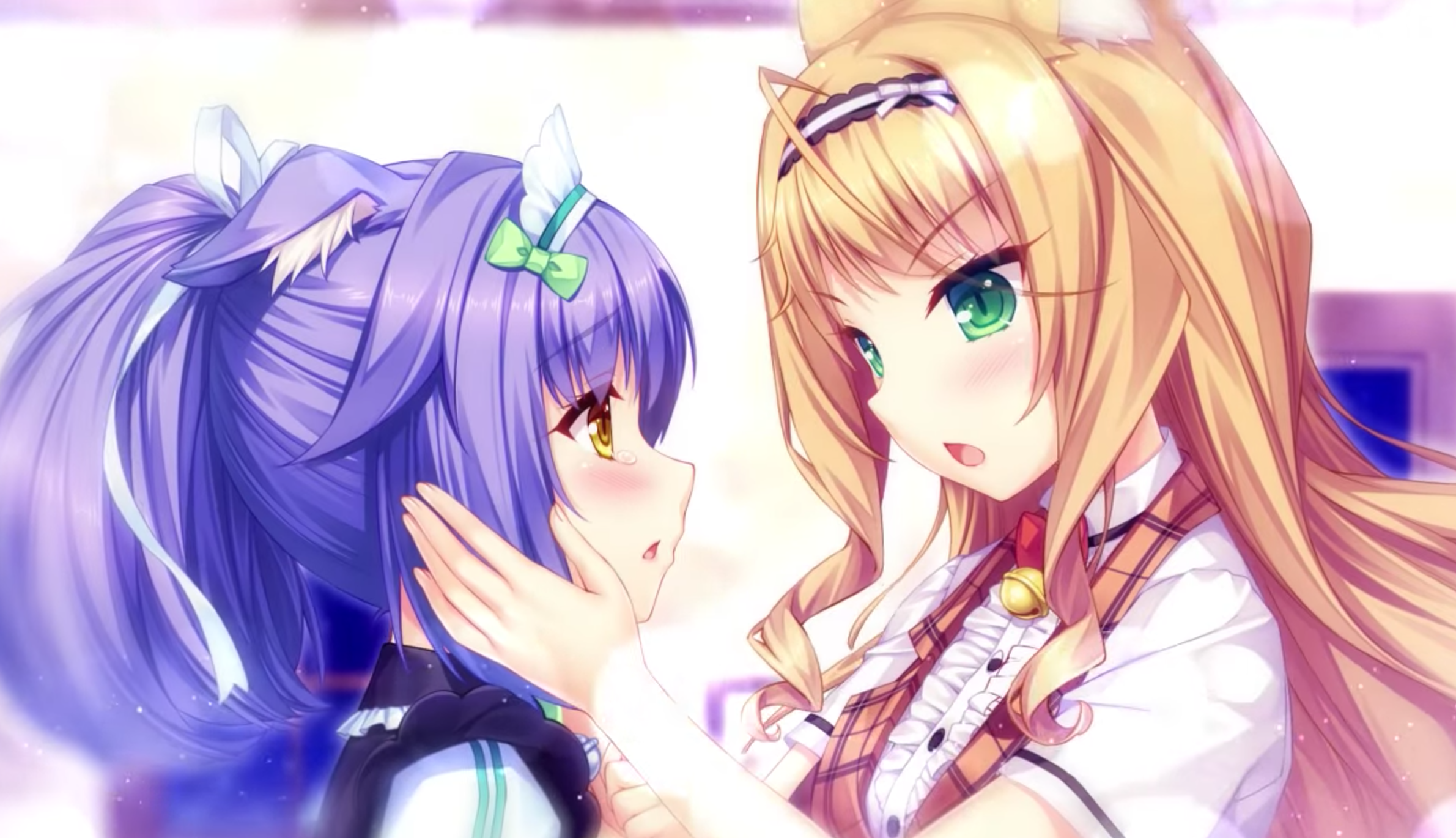 fond d'écran nekopara,dessin animé,anime,oeuvre de cg,interaction,bouche