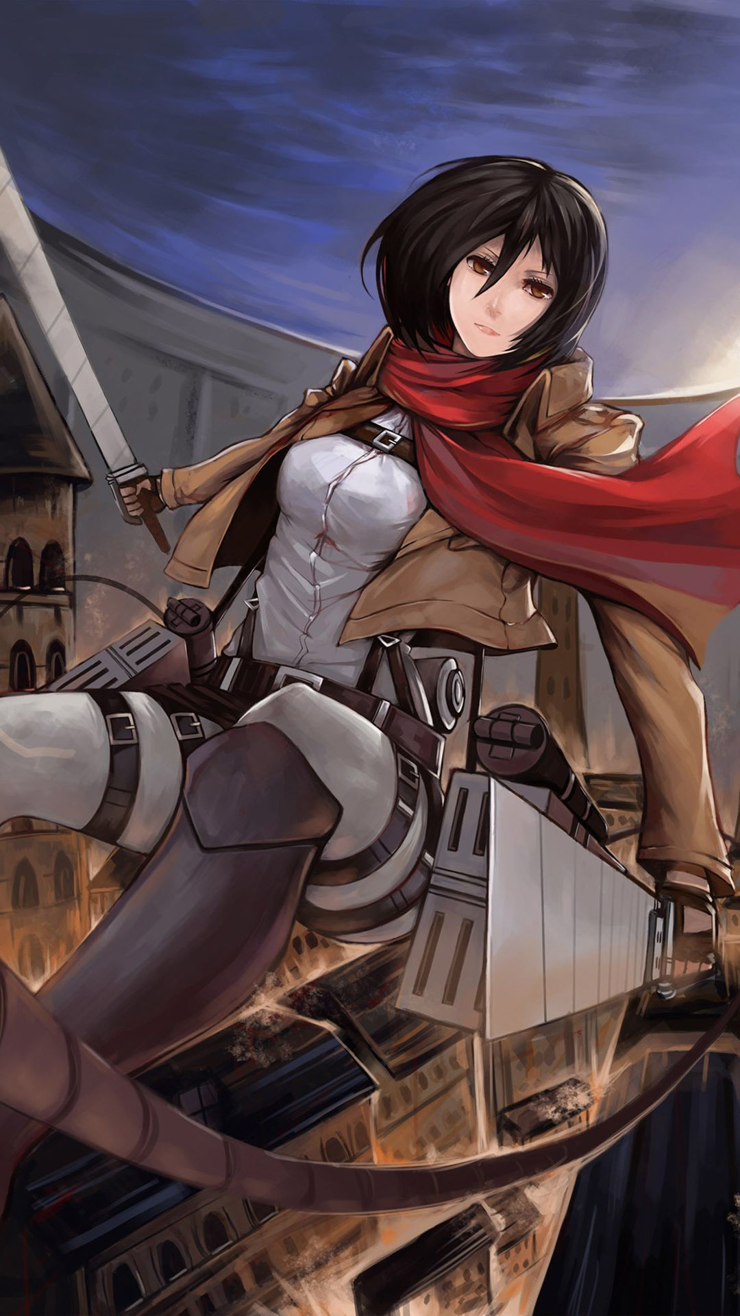 fond d'écran mikasa,oeuvre de cg,dessin animé,anime,cheveux noirs,cheveux bruns