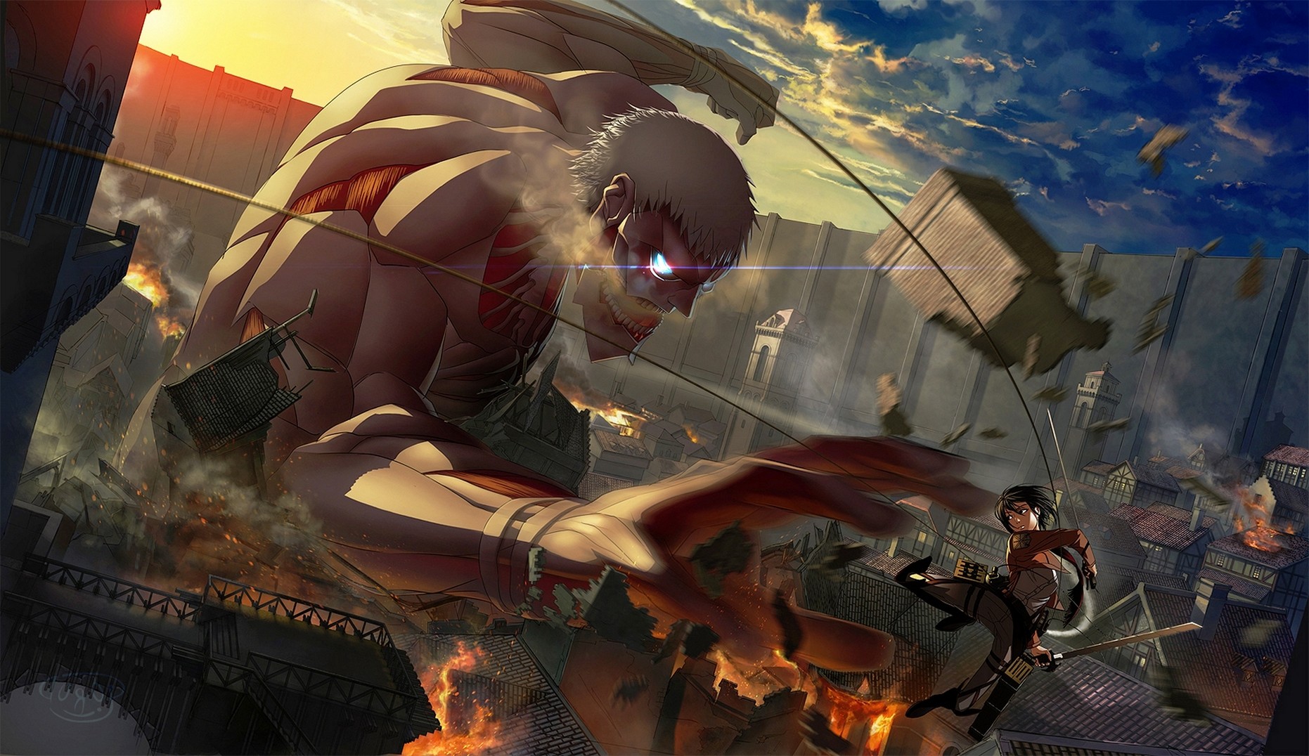 shingeki no kyojin wallpaper,action adventure game,cg artwork,pc game,demon,fictional character