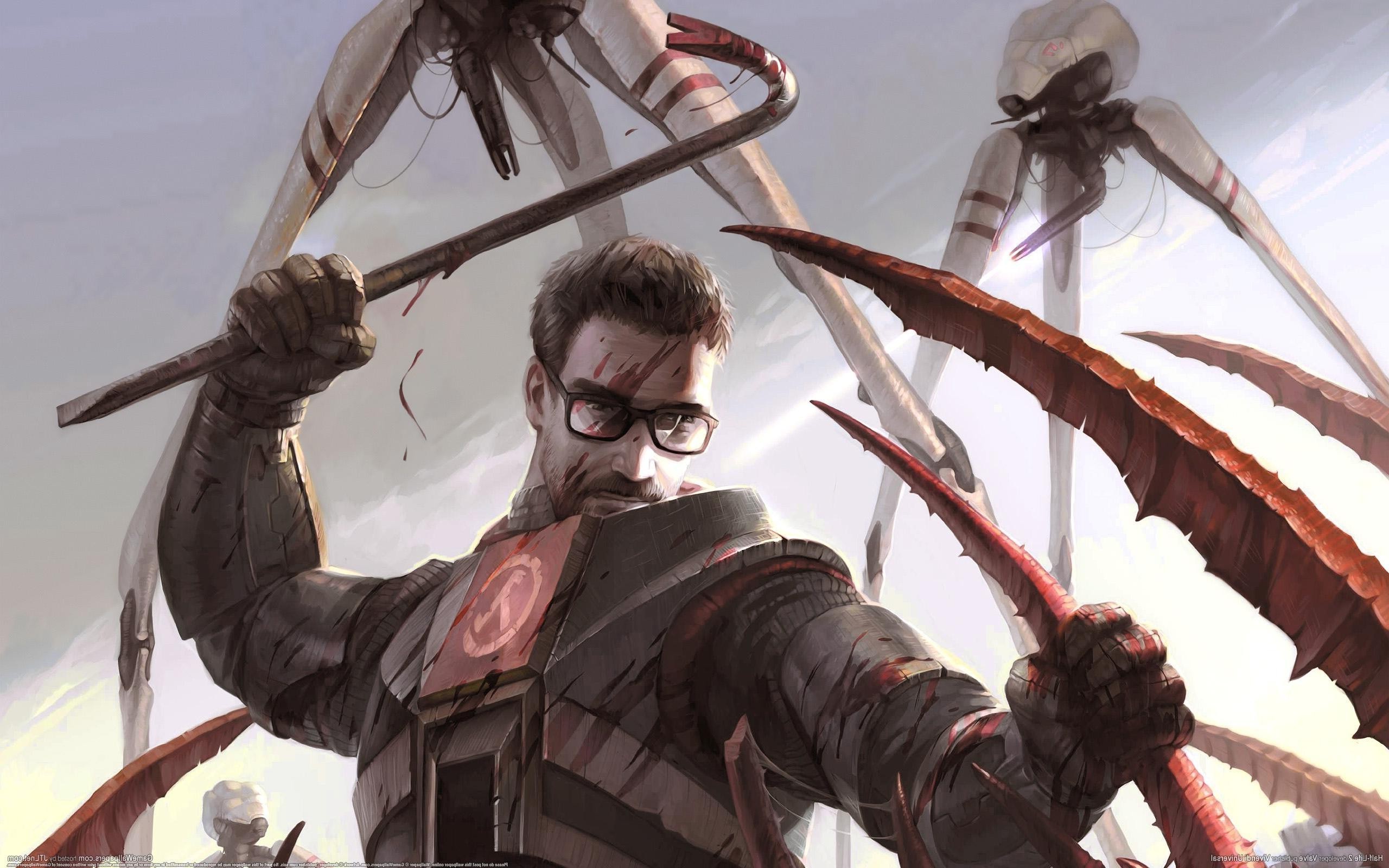 half life wallpaper,cg artwork,fictional character,arrow,bow and arrow,illustration