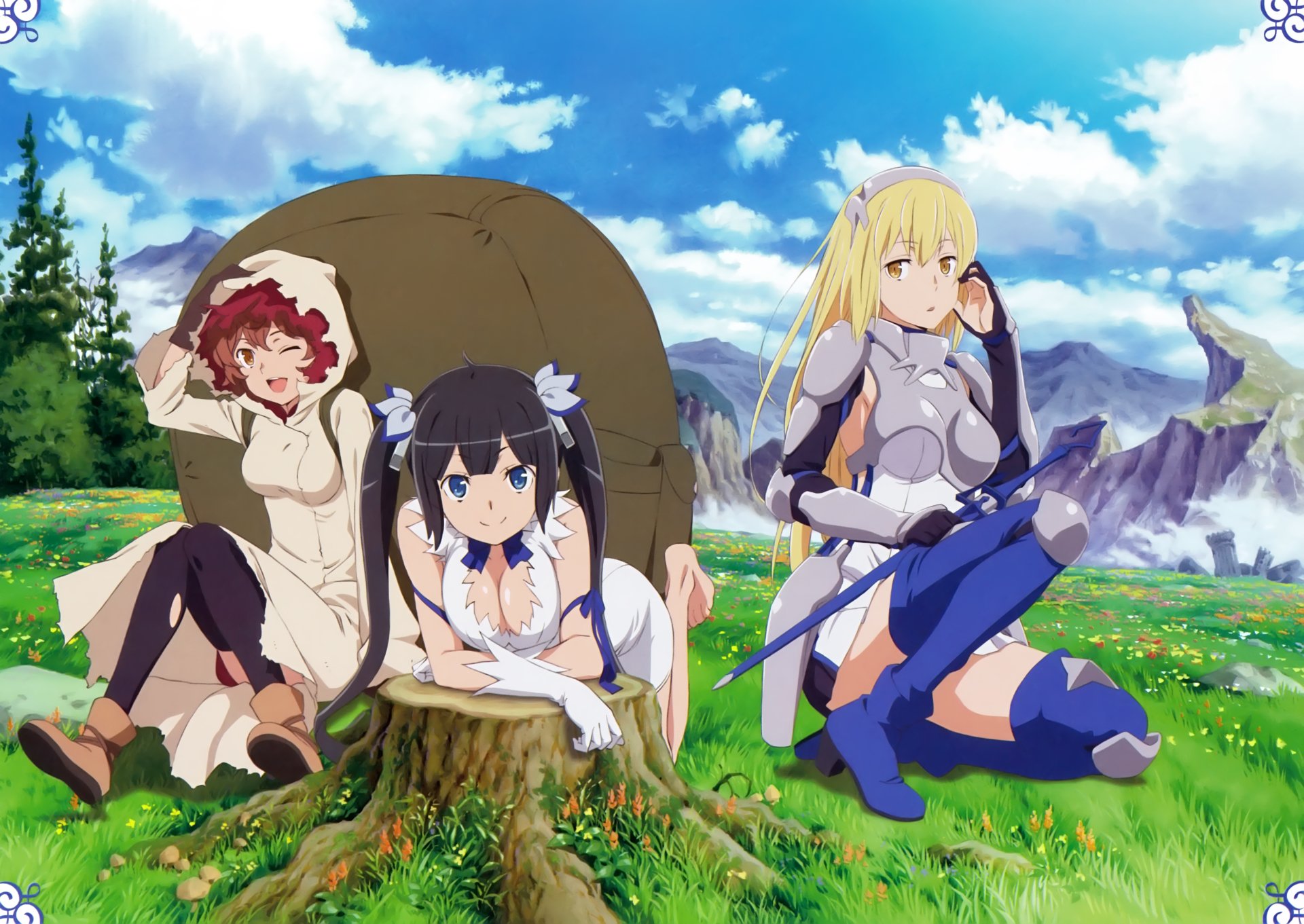 fondo de pantalla de danmachi,dibujos animados,dibujos animados,anime,animación,cielo