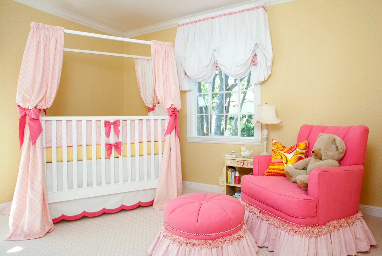 girls nursery wallpaper,product,furniture,room,pink,bed