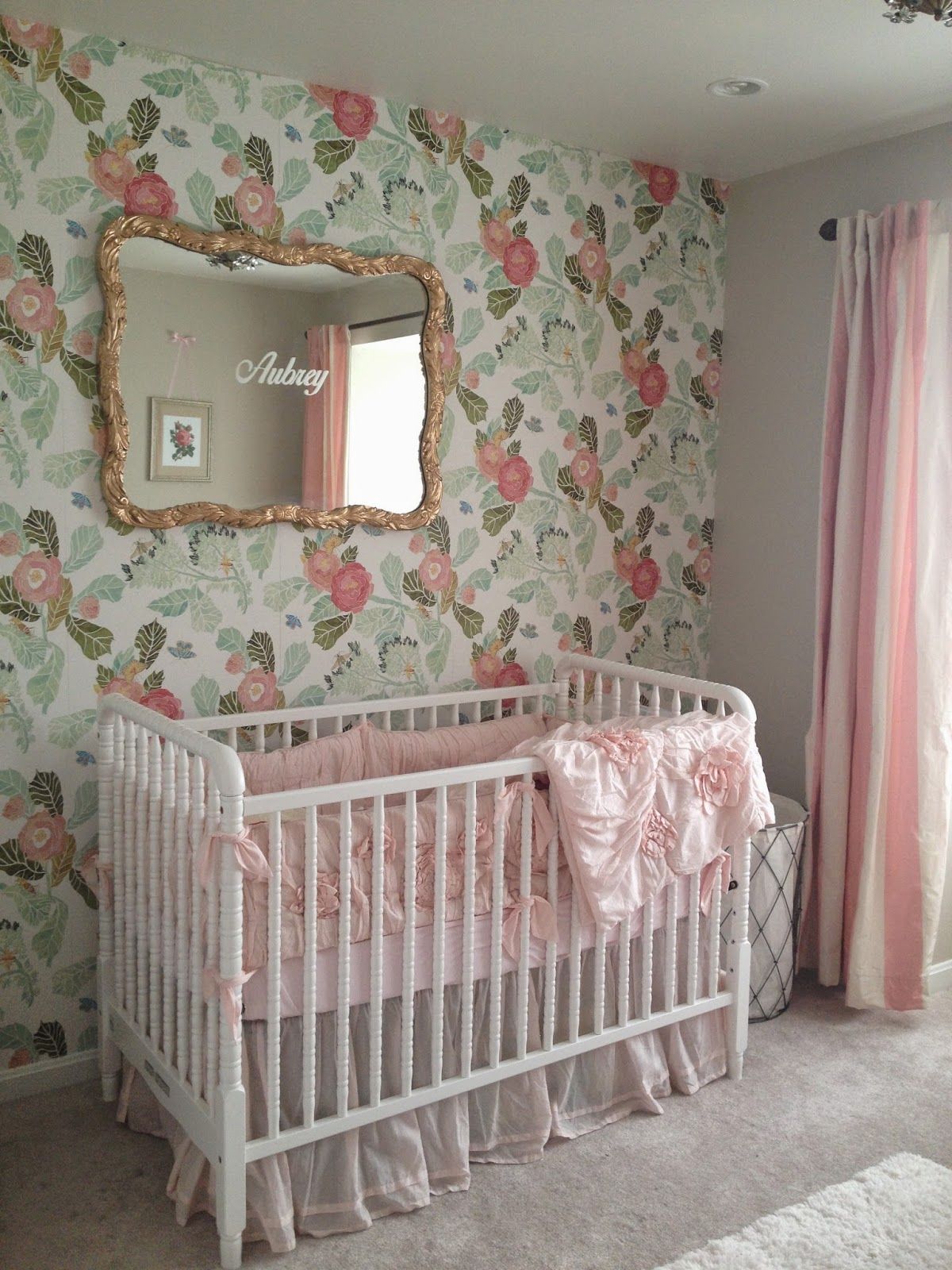 girls nursery wallpaper,product,infant bed,room,furniture,bed