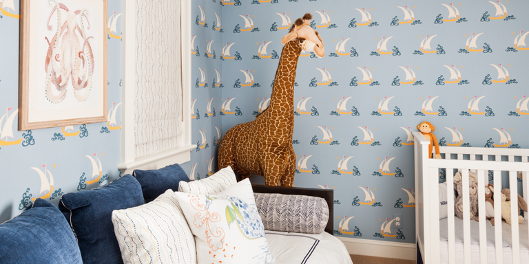 boys nursery wallpaper,giraffe,giraffidae,room,wall,wallpaper