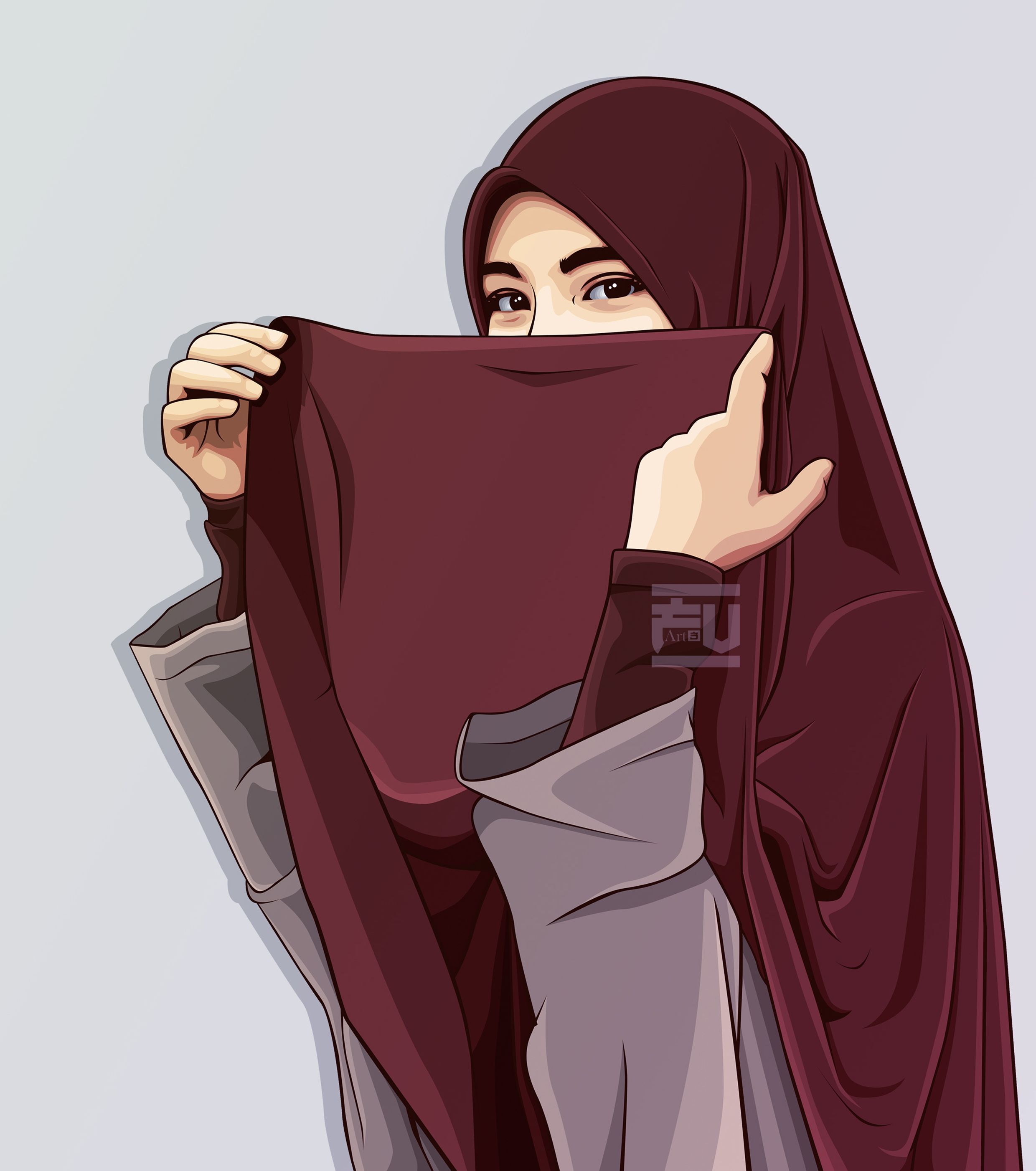 fondo de pantalla muslimah,púrpura,ilustración,ropa de calle,cabello negro,personaje de ficción