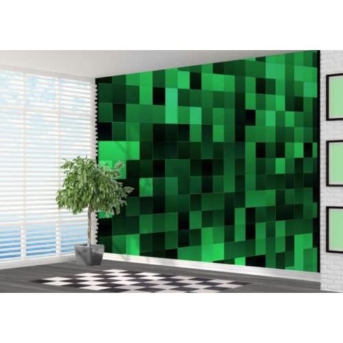minecraft bedroom wallpaper,green,wall,rectangle,turquoise,tree