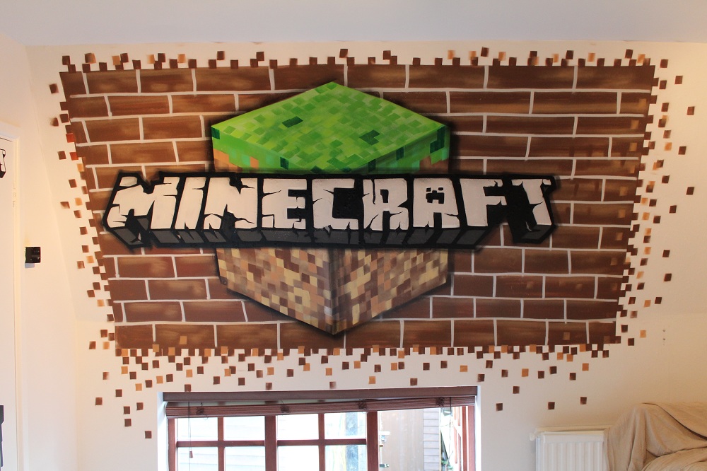 minecraftの寝室の壁紙,フォント,壁,設計,ルーム,バナー