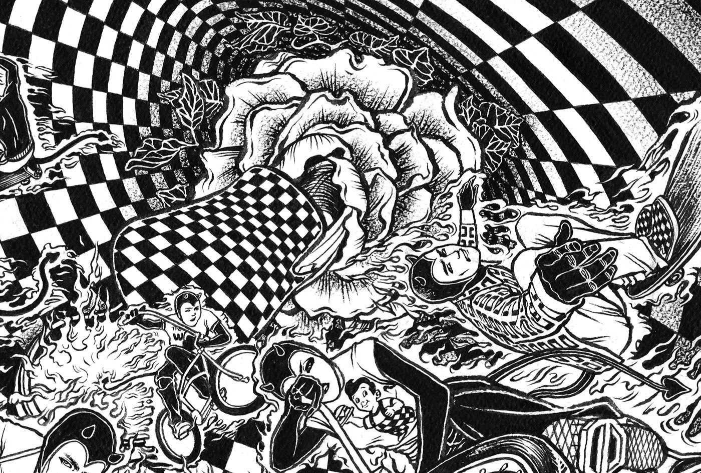 vans wallpaper,illustration,einfarbig,kunst,schwarz und weiß,psychedelische kunst