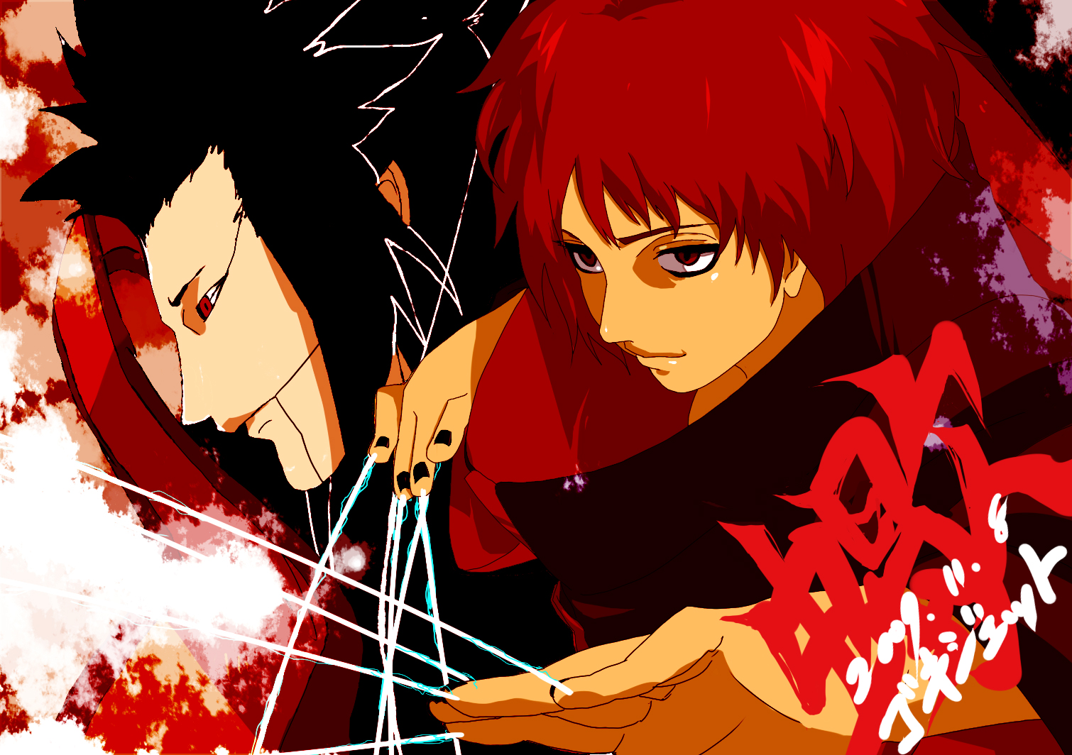 sasori wallpaper,anime,dibujos animados,rojo,cg artwork,cabello negro