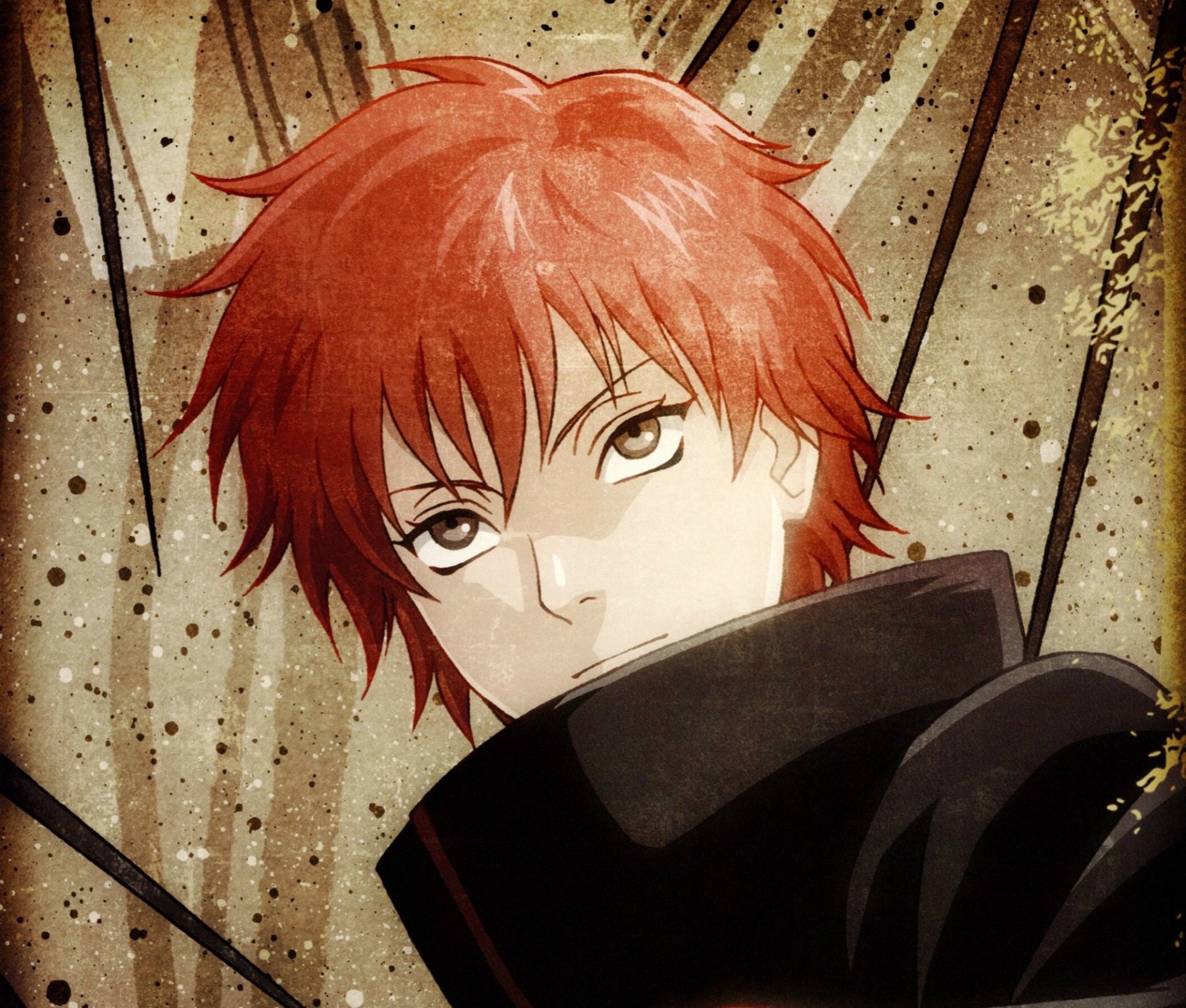 fond d'écran sasori,anime,dessin animé,rouge,cheveux roux,illustration