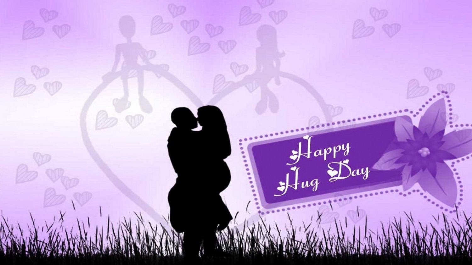 hug day wallpaper,purple,silhouette,text,friendship,violet