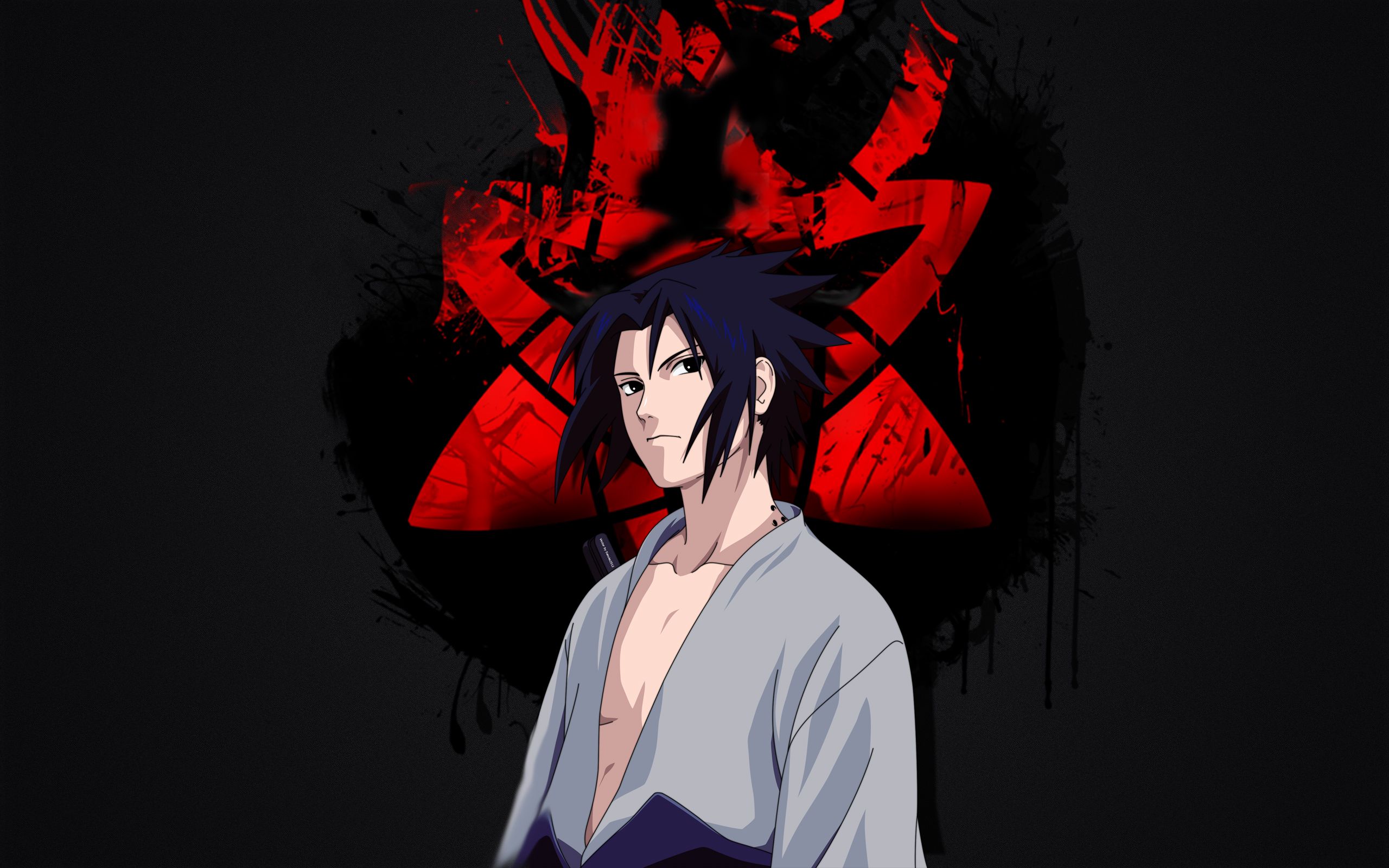wallpaper sasuke bergerak,red,anime,black hair,illustration,graphic design