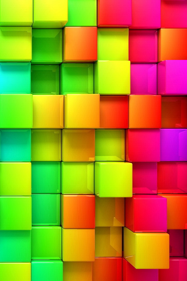 fond d'écran 3d cube,orange,couleur,jaune,vert,modèle