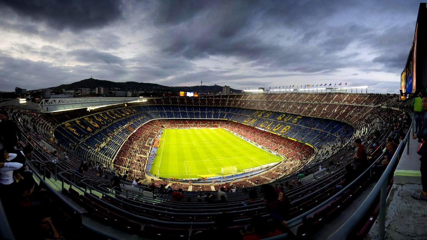 carta da parati camp nou,stadio,stadio specifico di calcio,cielo,fotografia,erba