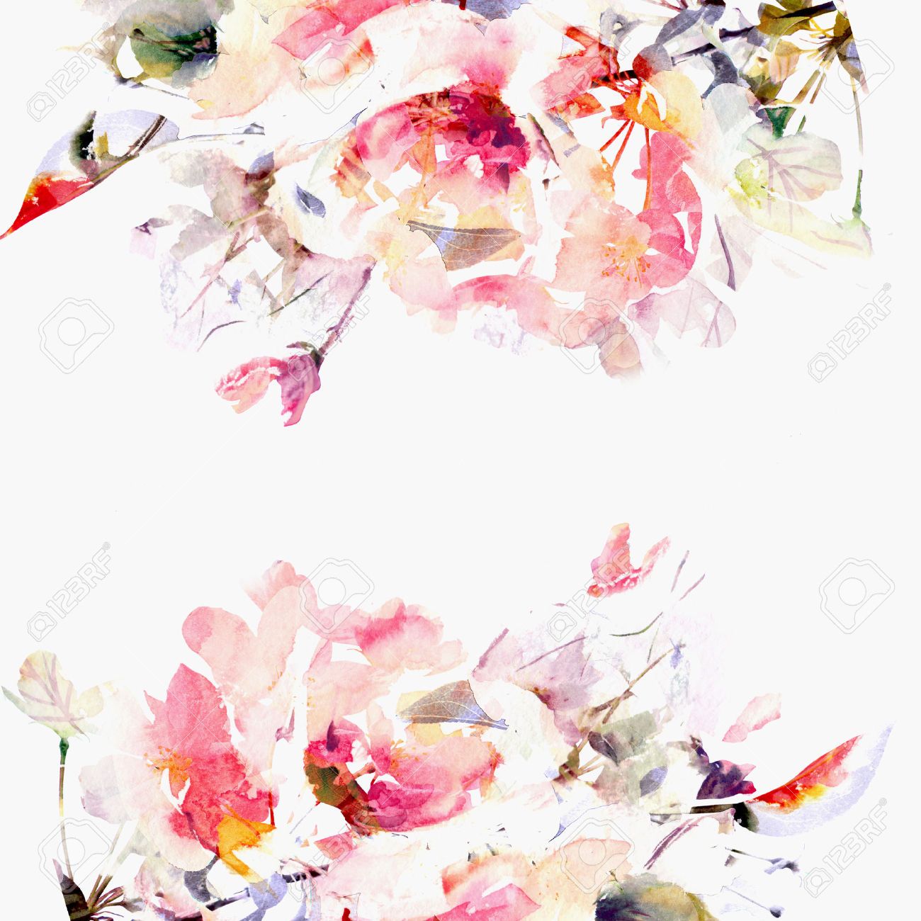 水彩画の花の壁紙,花,ピンク,水彩絵の具,花,工場