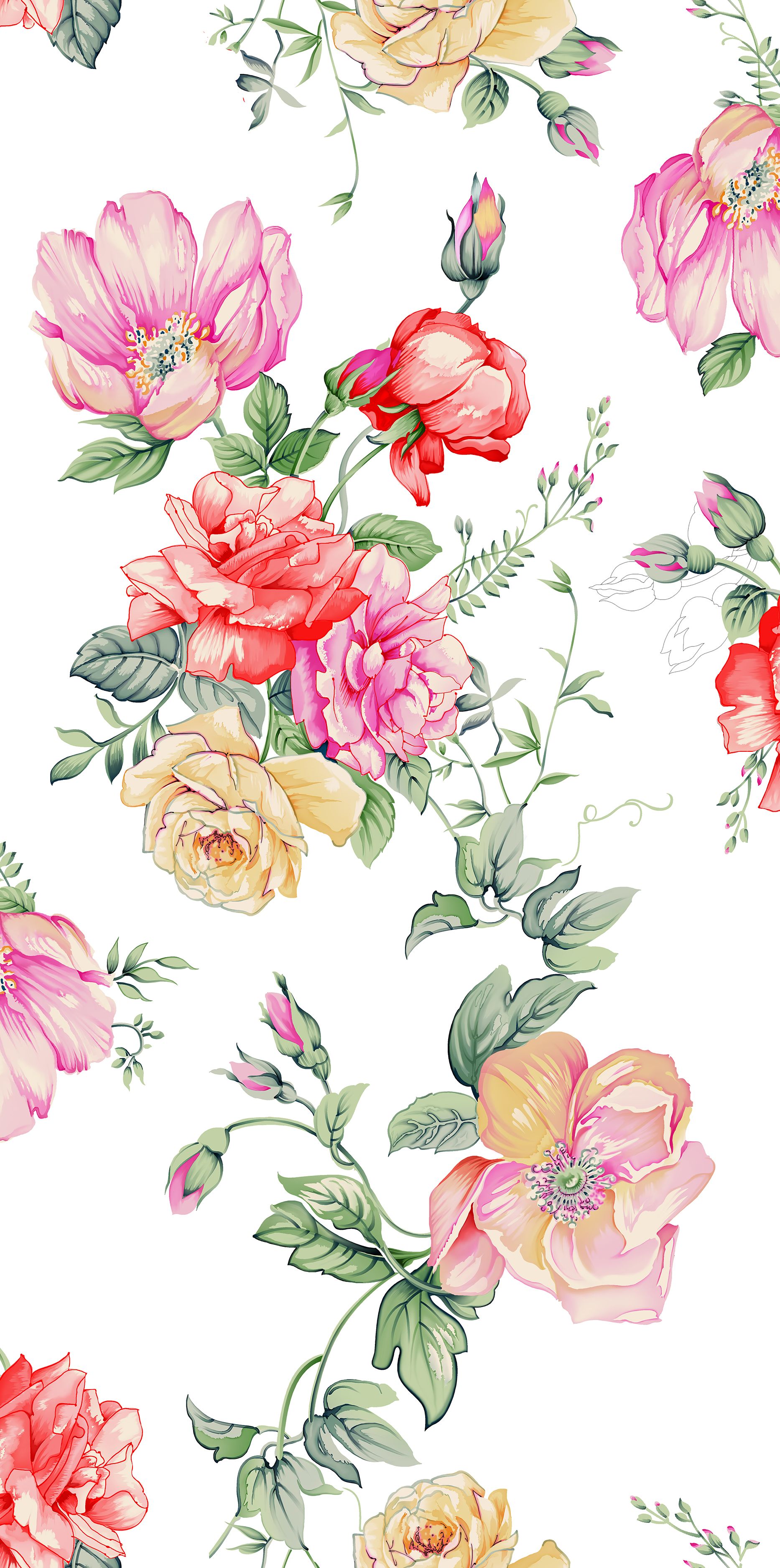 carta da parati floreale dell'acquerello,fiore,pianta fiorita,rosa,pianta,tagliare i fiori