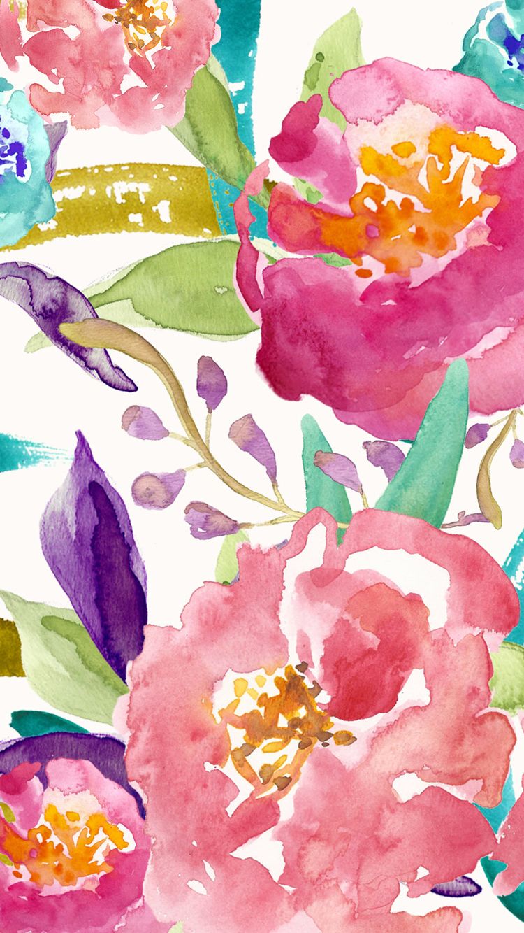 水彩画の花の壁紙,花,水彩絵の具,ピンク,花弁,工場