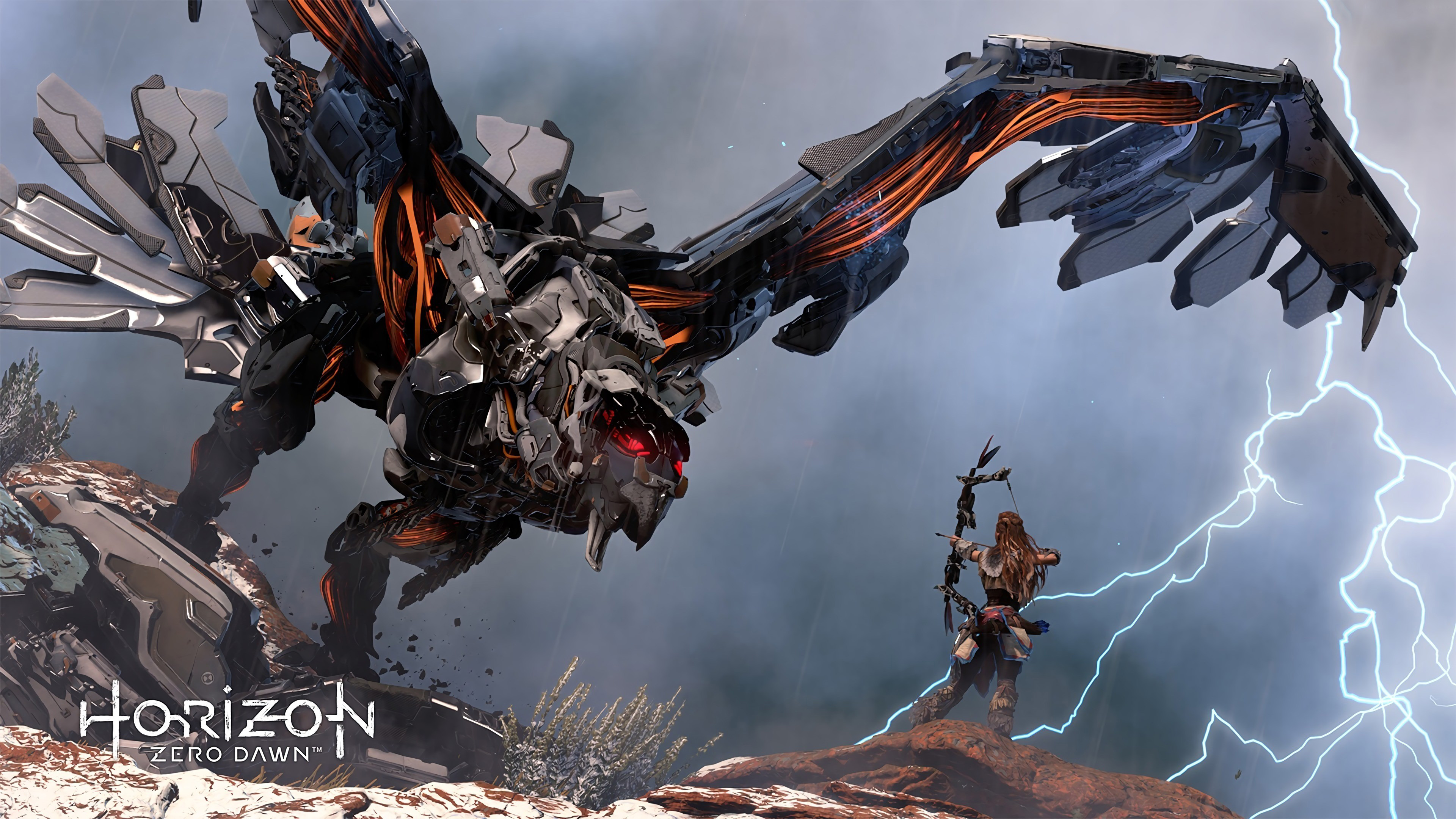 horizon zero dawn wallpaper hd,geological phenomenon,action adventure game,cg artwork,fictional character,dragon