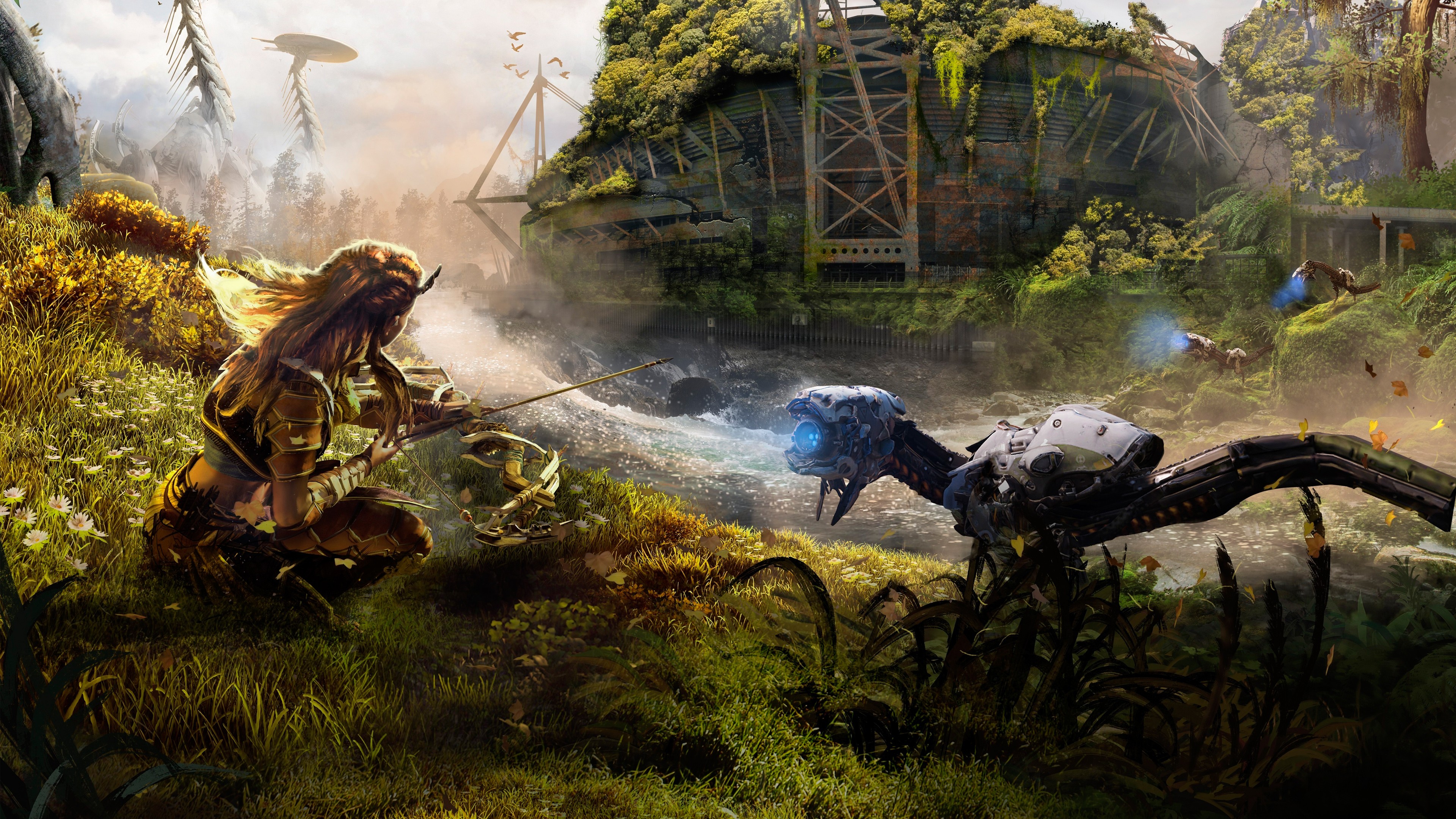 horizon zero dawn wallpaper 4k,action adventure game,strategy video game,cg artwork,pc game,adventure game