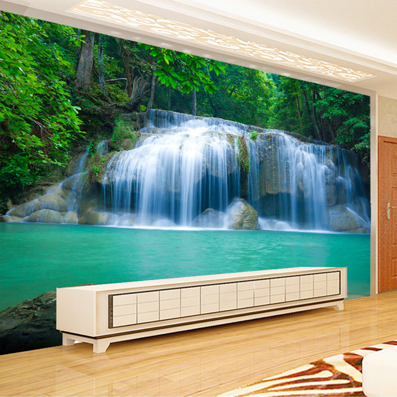 unusual wallpaper for living room,natural landscape,waterfall,nature,mural,water resources