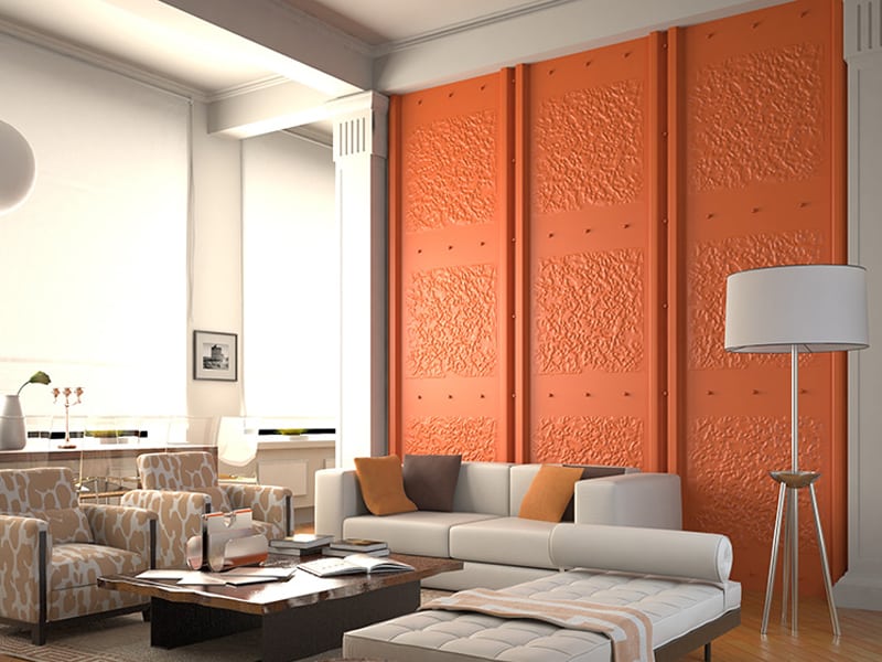 unusual wallpaper for living room,living room,interior design,room,orange,wall