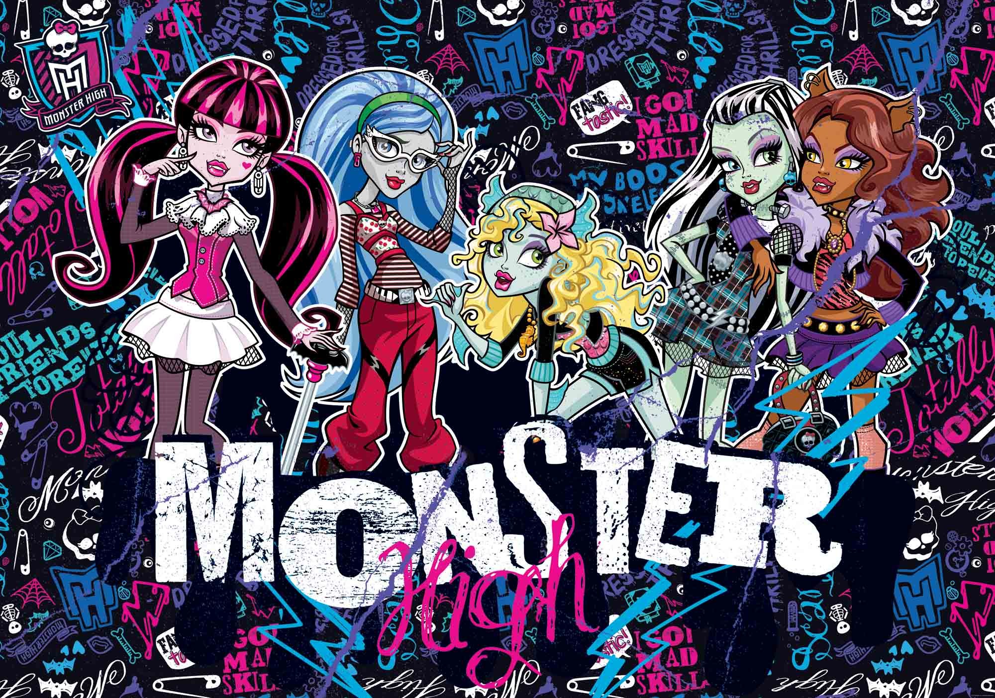 monster high wallpaper,cartoon,art,text,graphic design,illustration