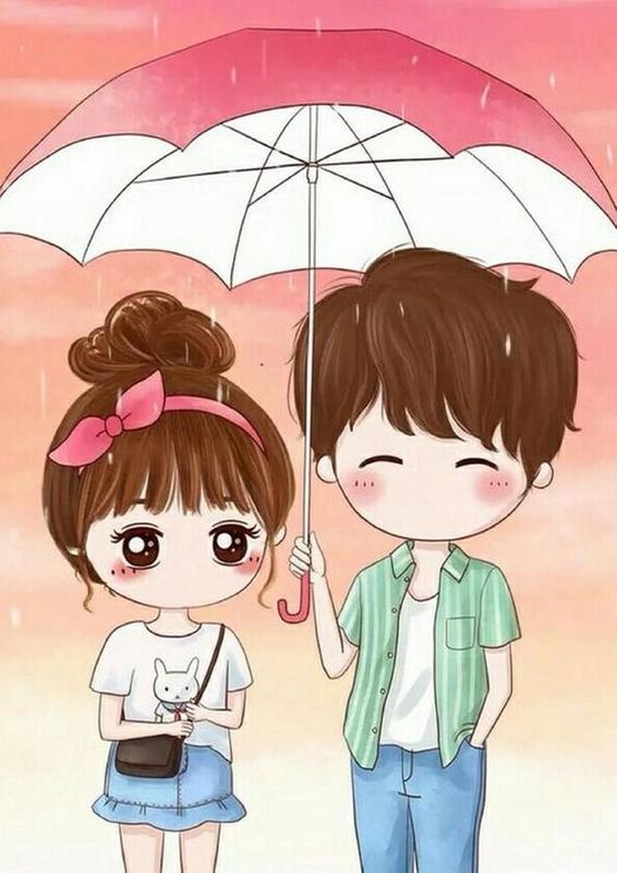 cartoon couple wallpaper,cartoon,umbrella,anime,illustration,cheek