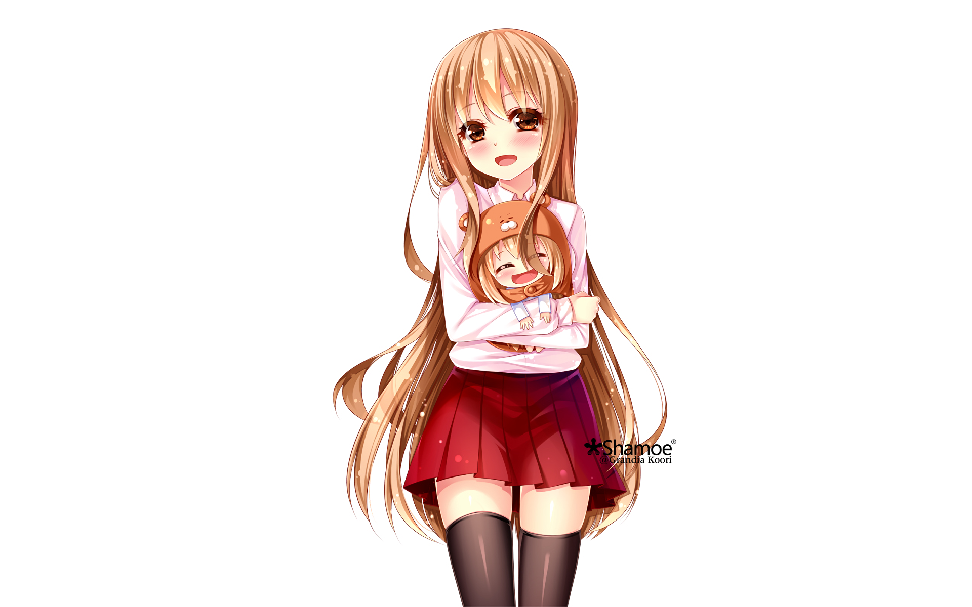 carta da parati di umaru chan,cartone animato,anime,taglio hime,capelli castani,animazione