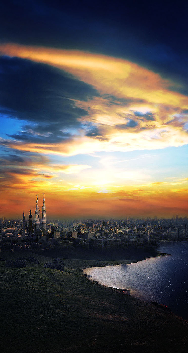fondo de pantalla islámico iphone,cielo,naturaleza,horizonte,puesta de sol,paisaje natural