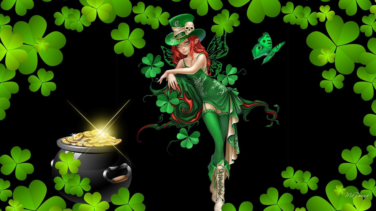 fondo de pantalla del día de san patricio,verde,trébol,trébol,duende,día de san patricio