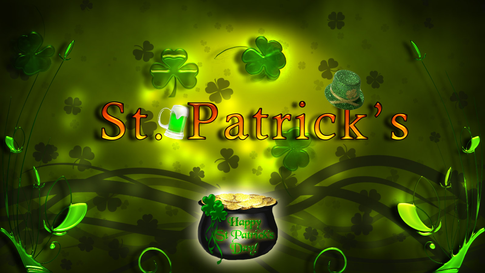 st patricks day wallpaper,green,font,screenshot,graphic design,fractal art