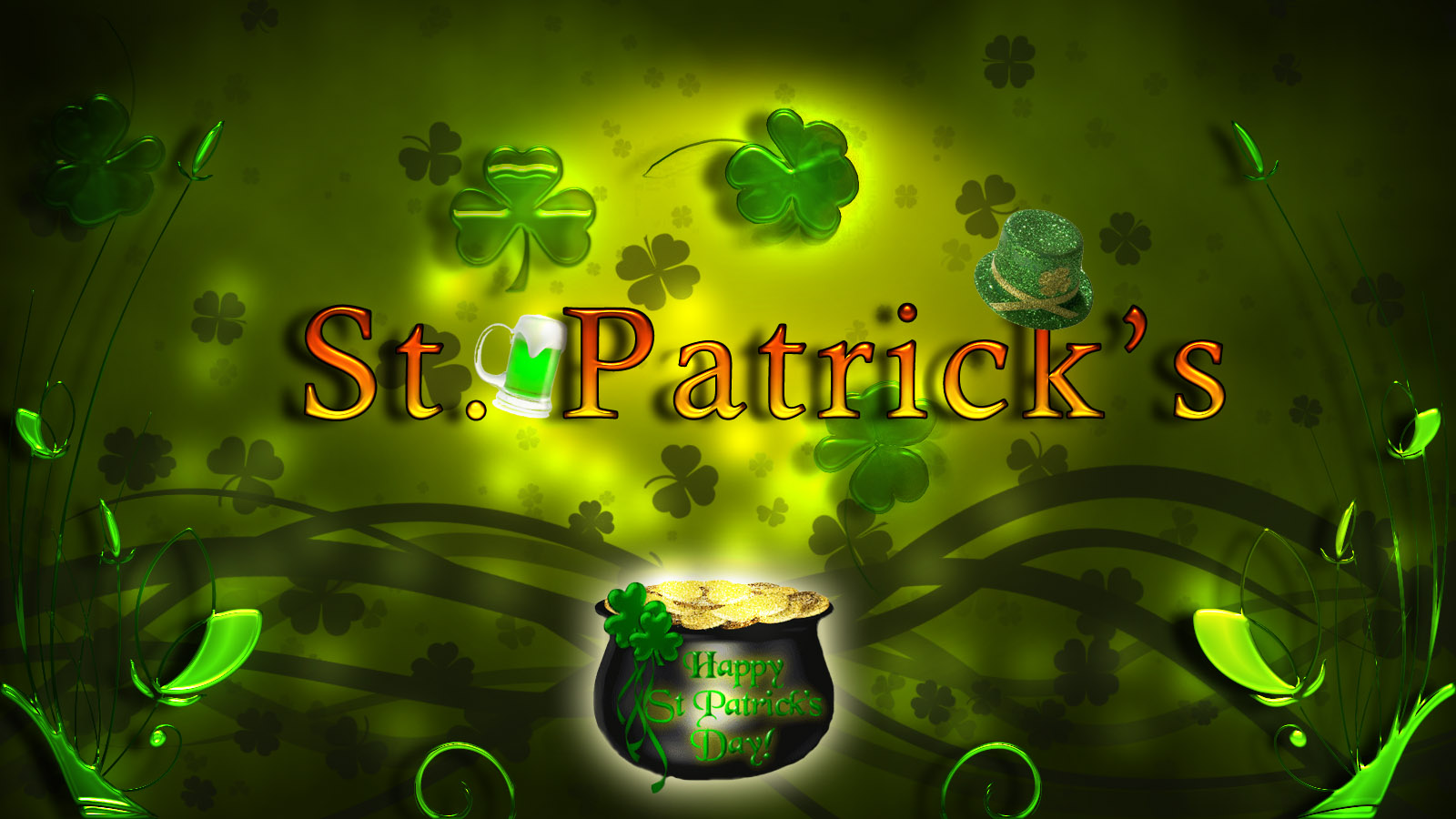 st. patricks day wallpaper,grün,schriftart,bildschirmfoto,grafikdesign,fraktale kunst