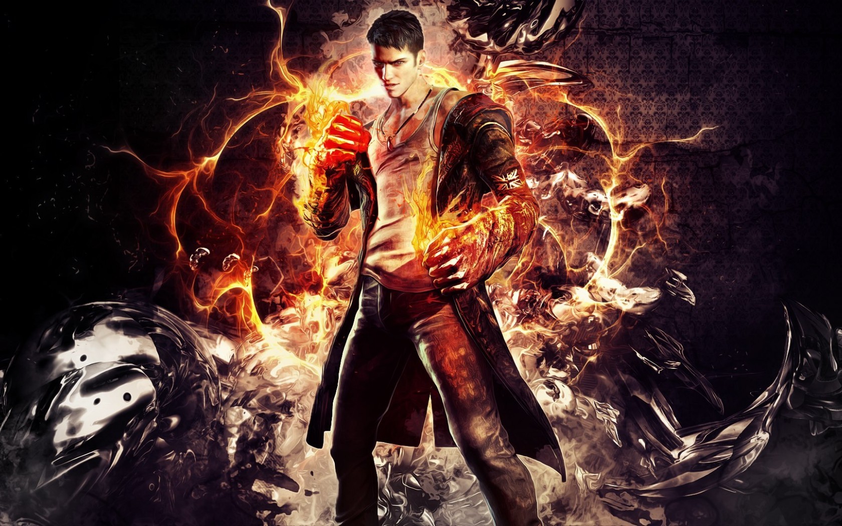 dmc wallpaper,demon,fictional character,human,heat,flame