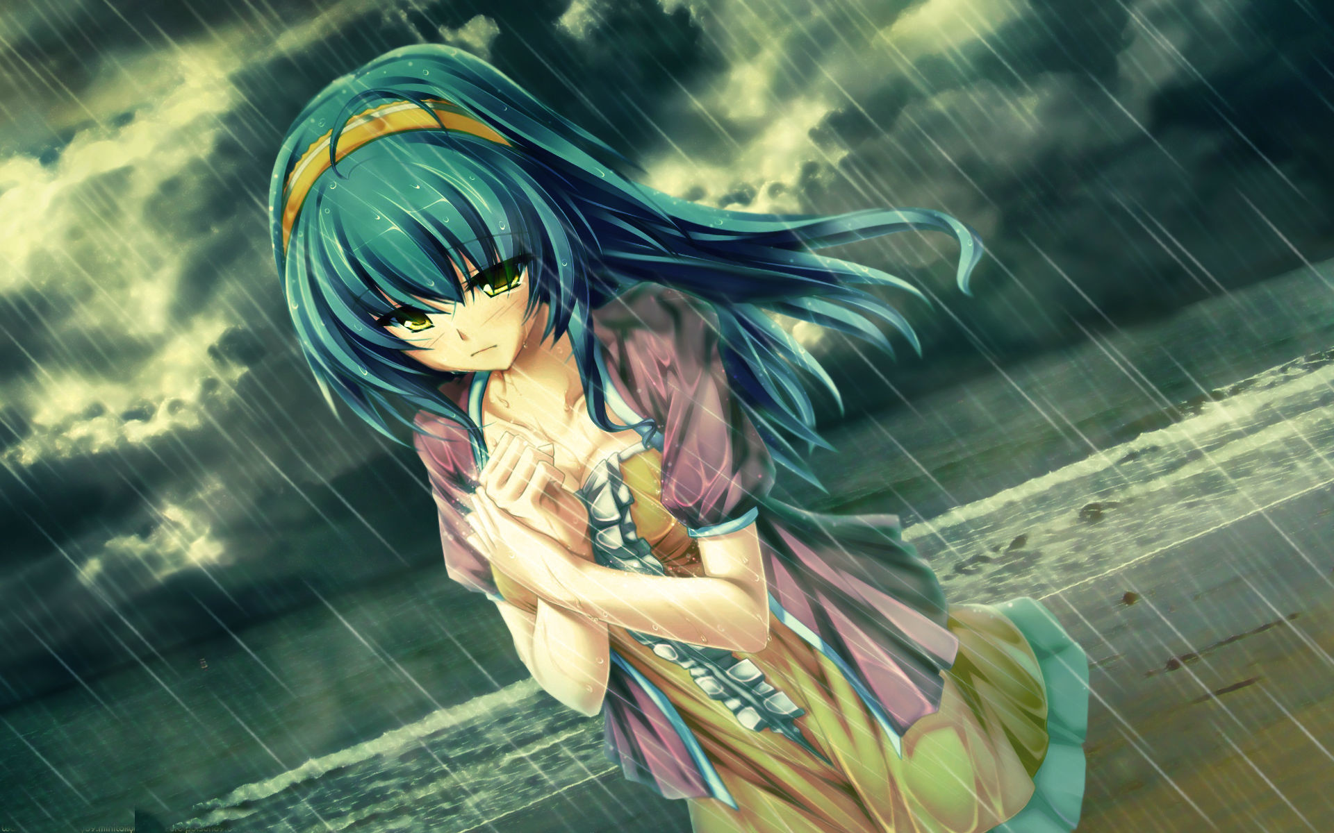 crying wallpaper,anime,cg artwork,cartoon,sky,long hair