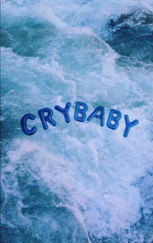 cry baby wallpaper,text,water,wave,sky,font
