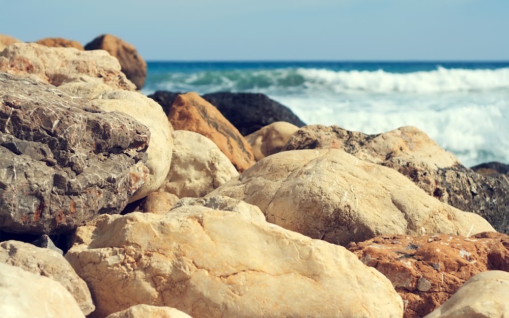 carta da parati os elementare,roccia,mare,costa,riva,cielo