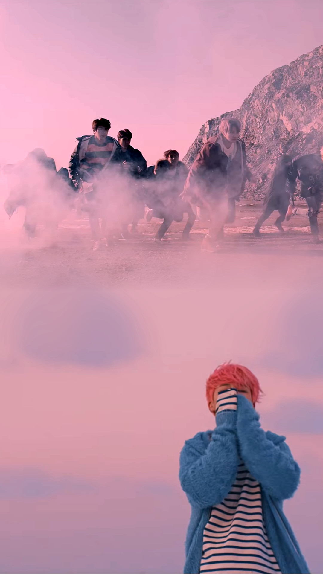 fond d'écran bts tumblr,ciel,nuage,rose,illustration,paysage