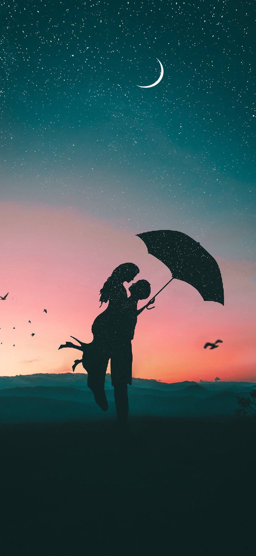 fond d'écran iphone 7s,ciel,parapluie,illustration,romance,amour