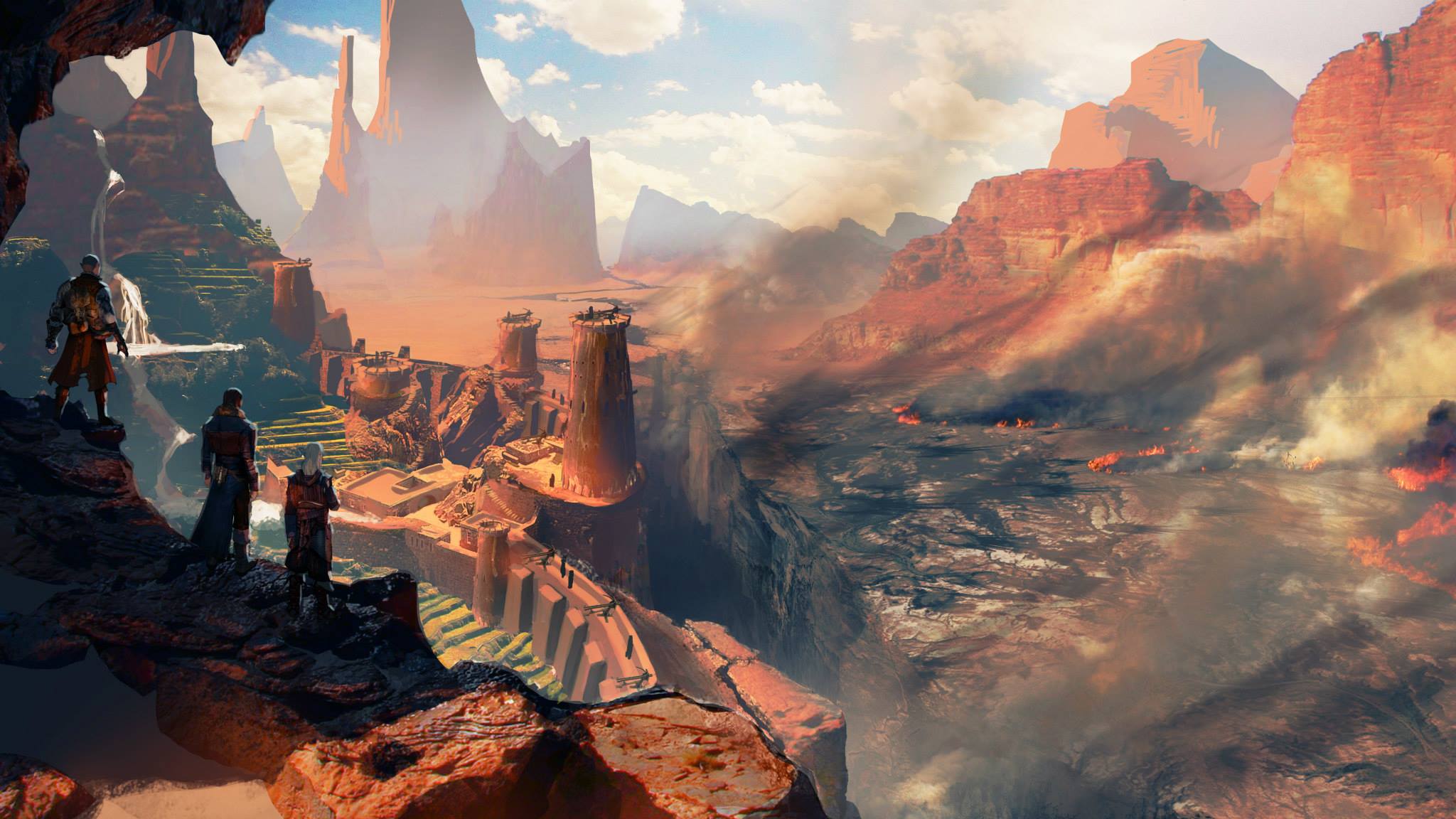 fond d'écran dragon age inquisition,jeu d'aventure d'action,la nature,ciel,paysage naturel,badlands