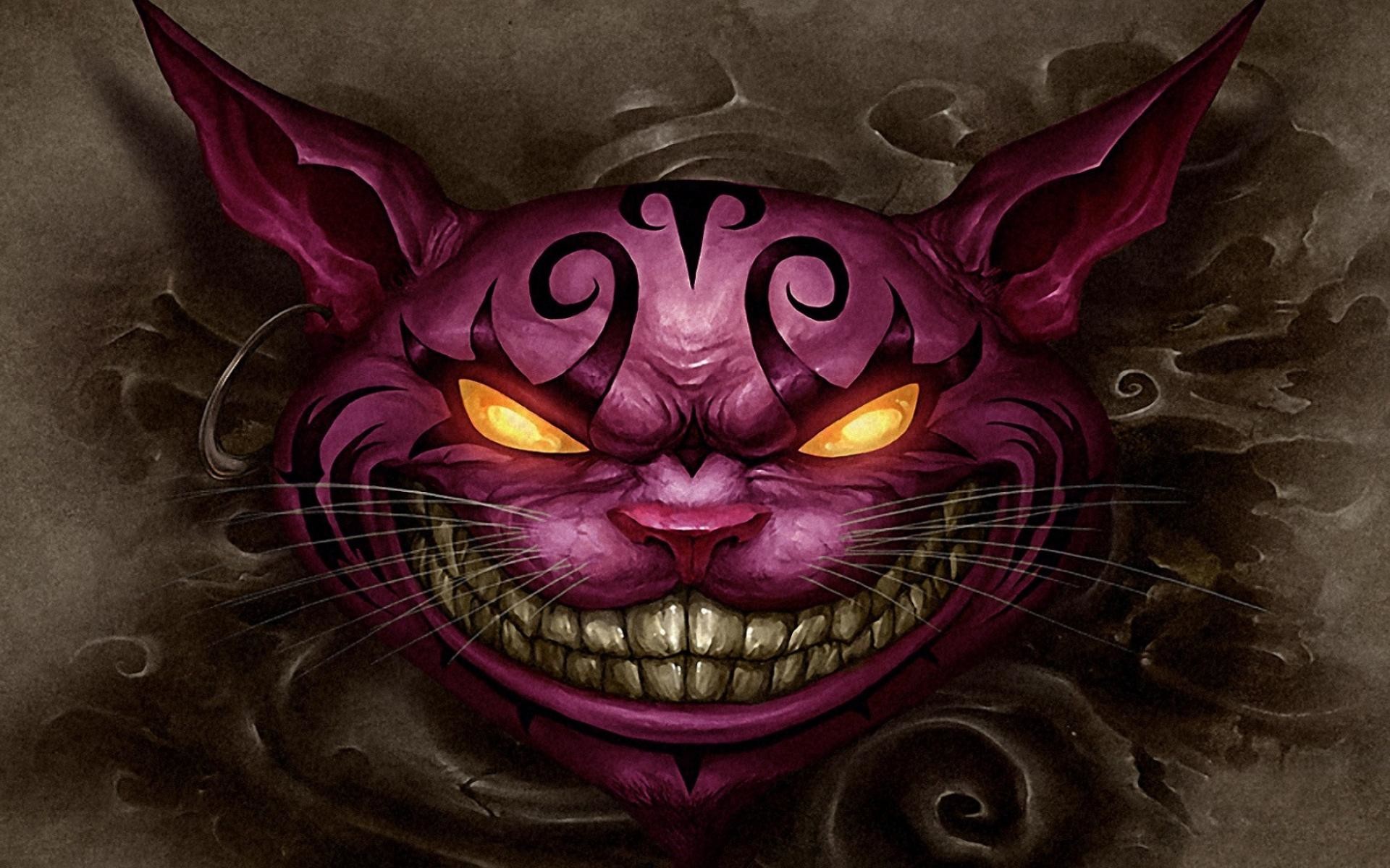 cheshire cat wallpaper,illustration,snout,whiskers,demon,fictional character