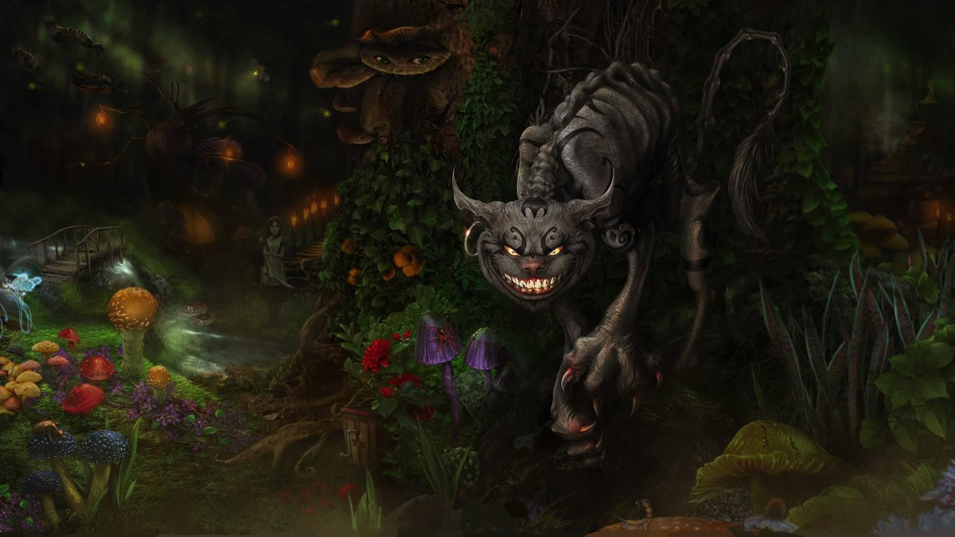 cheshire cat wallpaper,natural environment,demon,darkness,fictional character,supernatural creature