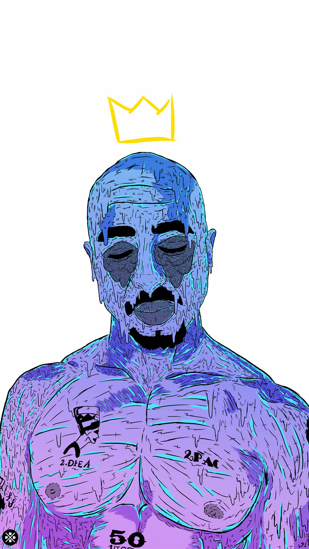 tupac wallpaper iphone,face,blue,head,forehead,illustration
