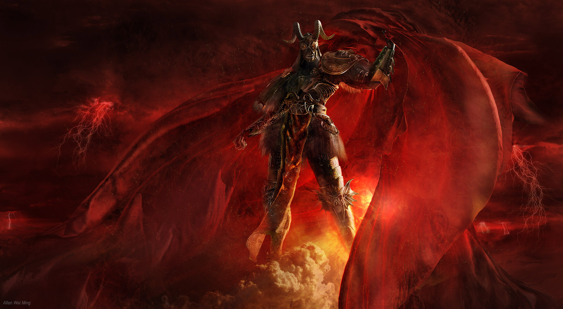 hell wallpaper,action adventure game,demon,cg artwork,geological phenomenon,mythology