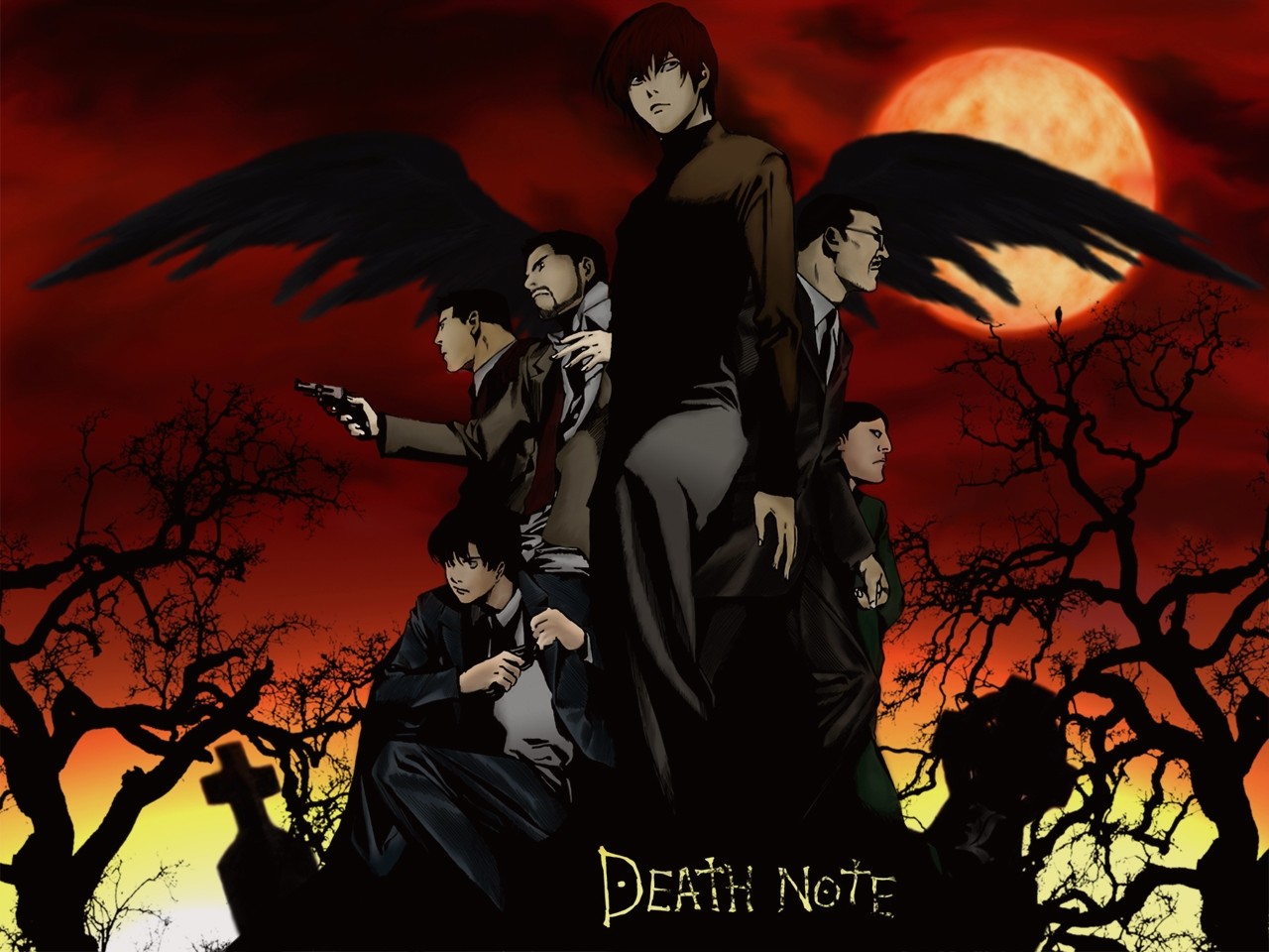 death note wallpaper hd,anime,cg artwork,fictional character,black hair,illustration