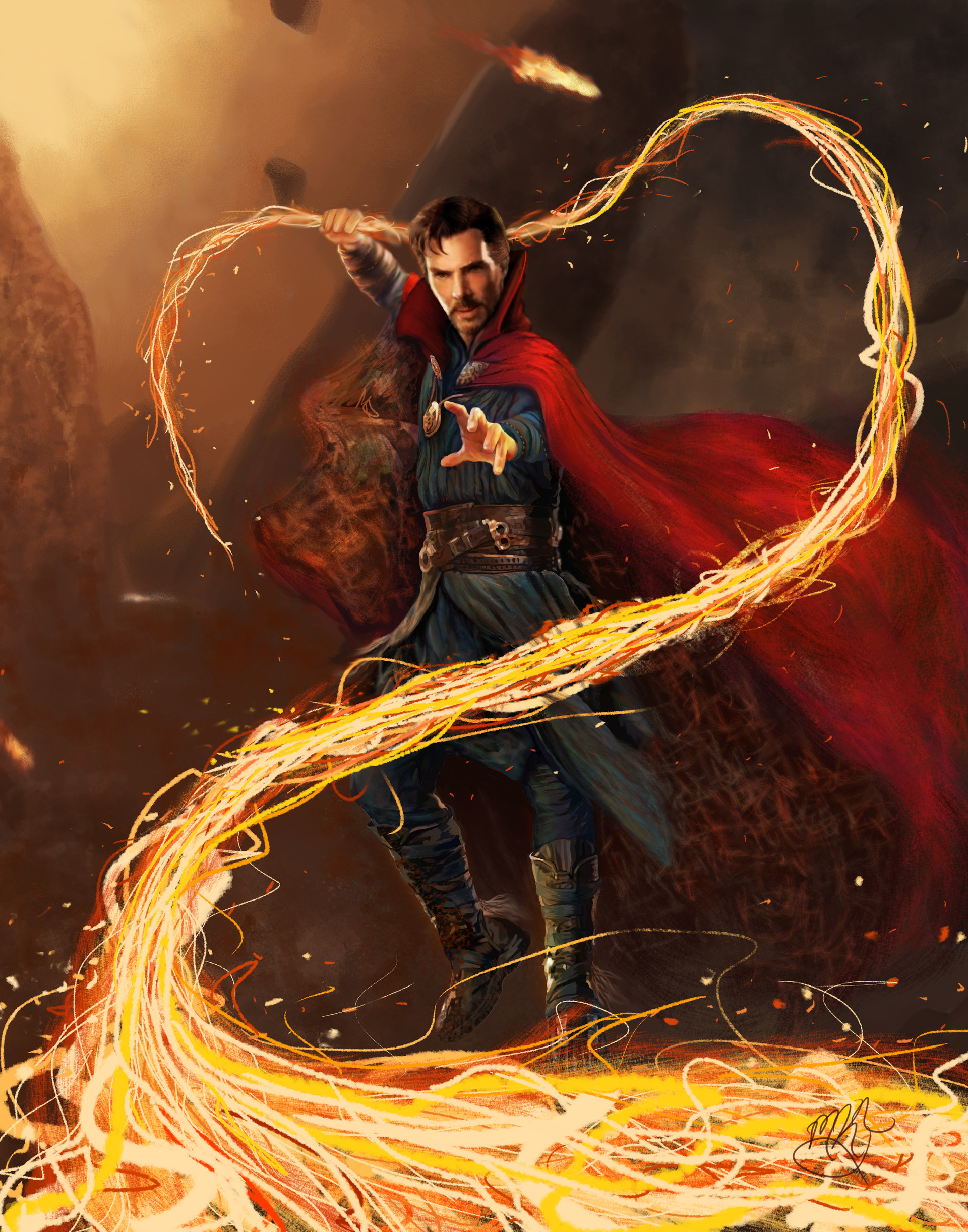 doctor strange wallpaper,cg artwork,fictional character,illustration,poi,demon