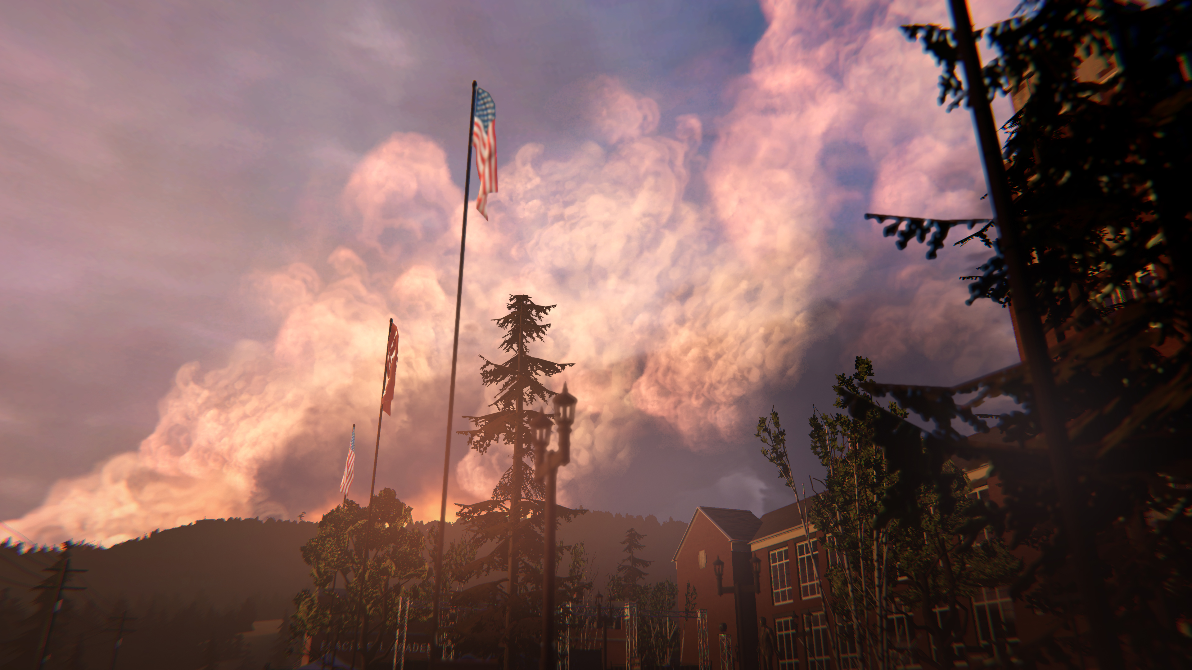 life is strange wallpaper,sky,cloud,atmospheric phenomenon,atmosphere,tree