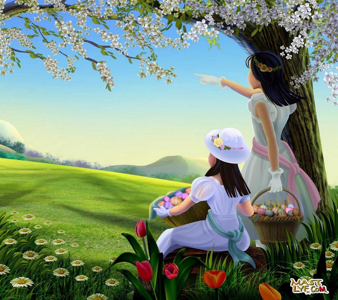 cute wallpaper download,people in nature,cartoon,spring,animated cartoon,art